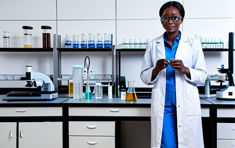 **
"A professional female scientist in a modest lab coat, working in a modern research laboratory in Burkina Faso, surrounded by scientific equipment, fully clothed, appropriate attire, safe for work, perfect anatomy, natural proportions, high quality photograph, science and technology."
**